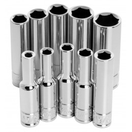 Set dadi lunghi pollici 10 pezzi 1/4"