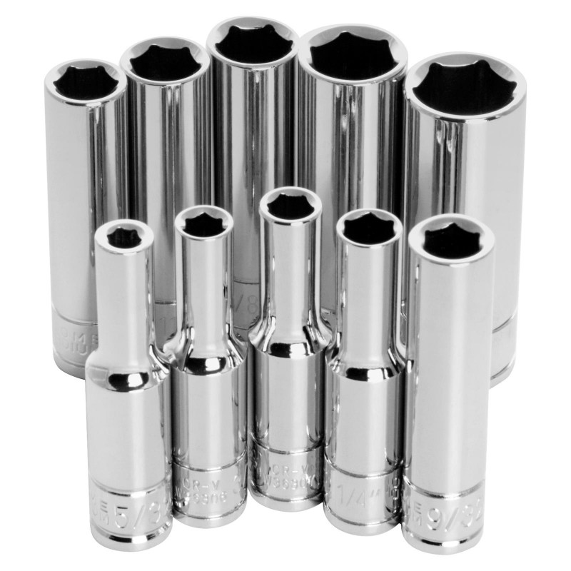 Set dadi lunghi pollici 10 pezzi 1/4" Set dadi lunghi pollici 10 pezzi 1/4"