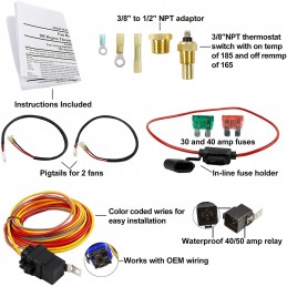 Connection set relay electric fan cooler 85°C 40A 64-73