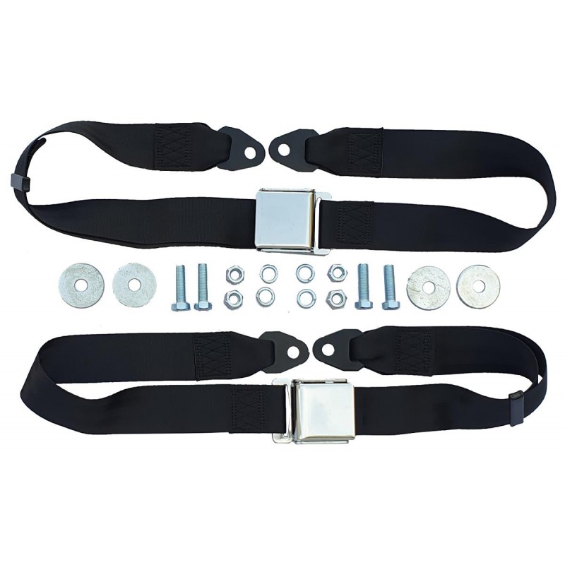 Ceintures de sécurité noires (la paire) 65-73 Ceintures de sécurité noires (la paire) 65-73