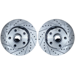 Front brake disc, pair of slotted 65-67