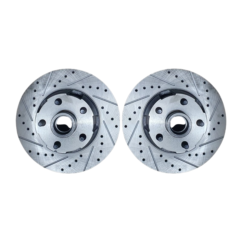 Front brake disc, pair of slotted 65-67