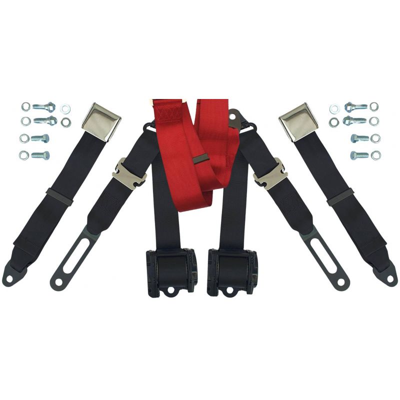 Centuri de siguranță în 3 puncte, pereche, roșu 64-73