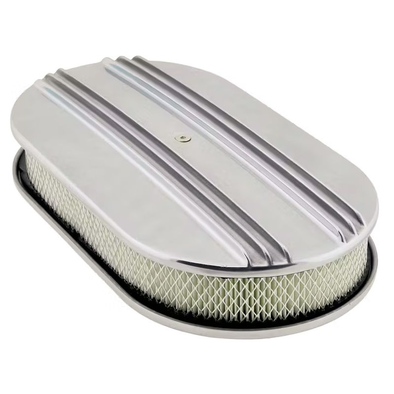 Oval air filter 15" Polished aluminum