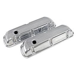 Chrome-plated aluminum valve cover, ribbed 289 302 351W 64-73