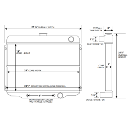 Radiator enlarged 24" 289 302 351W 67-69