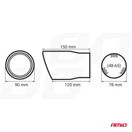 Koncovka výfuku 3" pre rúrku 48-65mm Šikmá