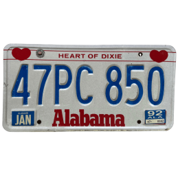 Tablica rejestracyjna Alabama