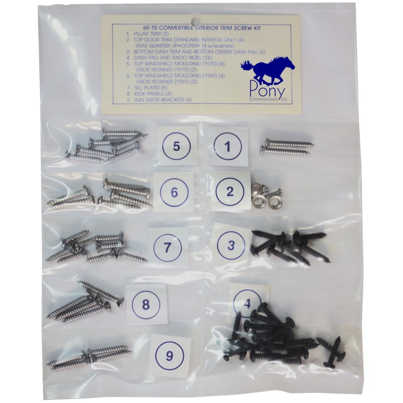 Interior Exit Screw Set, Cabrio 69-70 Interior Exit Screw Set, Cabrio 69-70