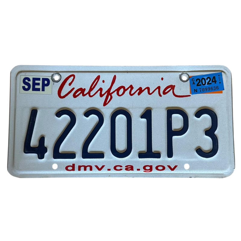 California -Nummernschild California -Nummernschild