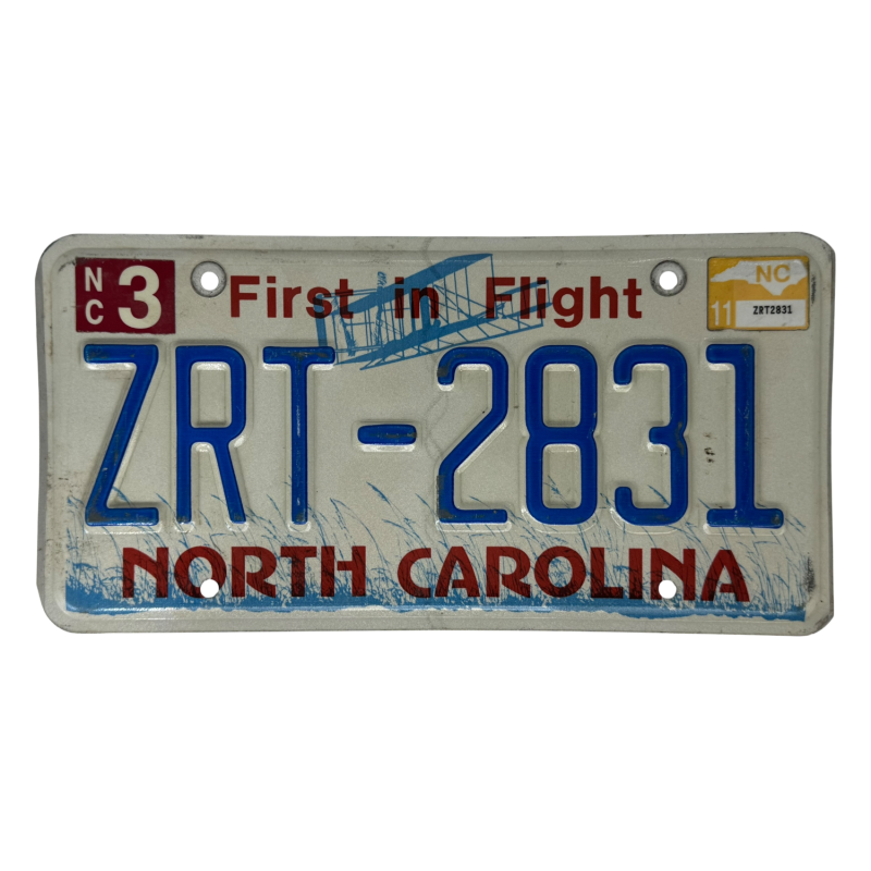 North Carolina license plate