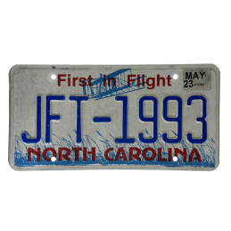 North Carolina license plate