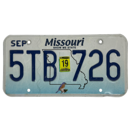 Missouri license plate