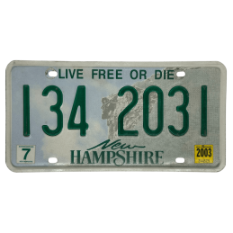New Hampshire license plate