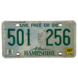 New Hampshire license plate