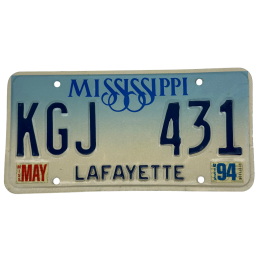 Mississippi license plate