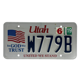 Utah license plate