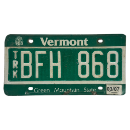 Vermont license plate
