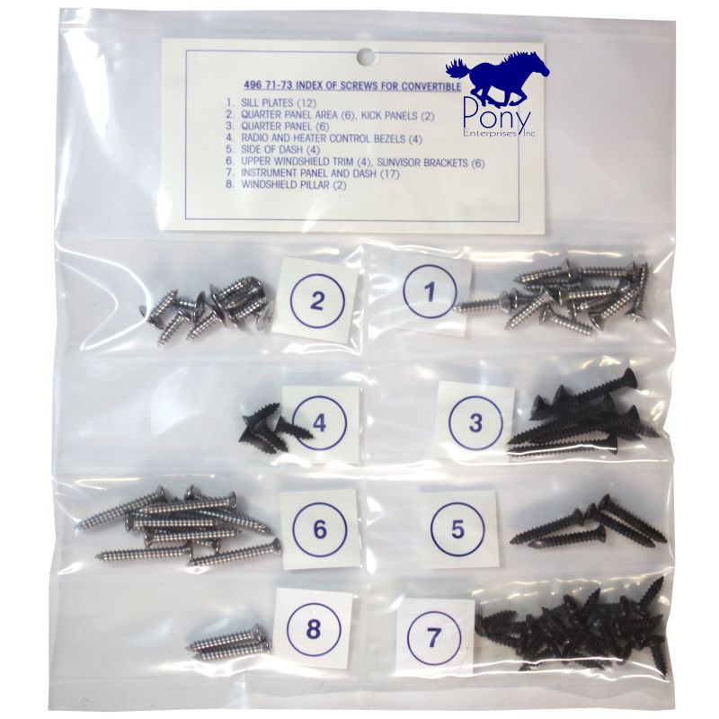 Set di viti per finiture interne, cabrio 71-73 Set di viti per finiture interne, cabrio 71-73
