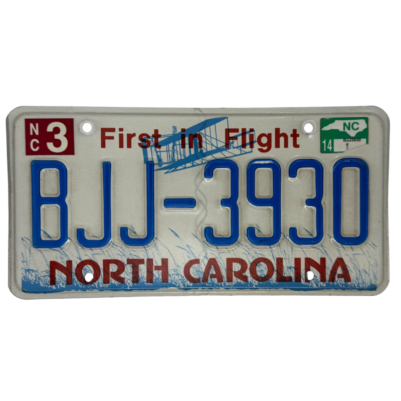 North Carolina license plate North Carolina license plate