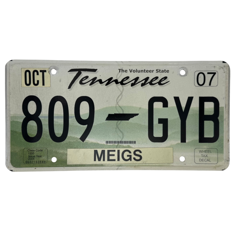 Tennessee license plate Tennessee license plate
