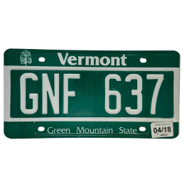 Plaque d'immatriculation du Vermont