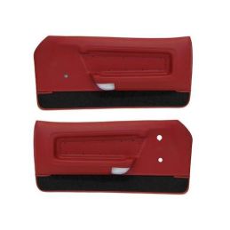 Deluxe door panels, vermillion red with black, 71-73