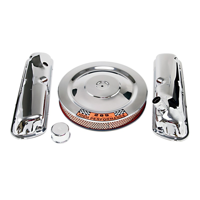 Capacele supapelor și set filtru de aer - crom, bloc mic 289 64-73