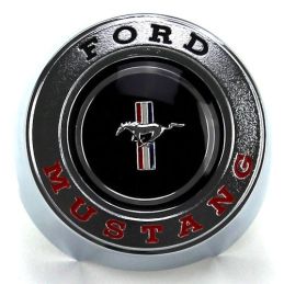 Pony woodgrain steering wheel center - horn 65-66